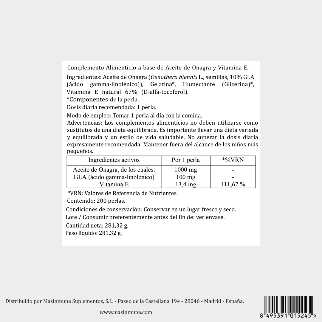 ACEITE DE ONAGRA - 200 Perlas