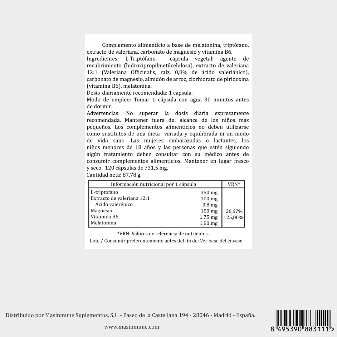 MELATONINA + TRIPTÓFANO - 120 Cápsulas