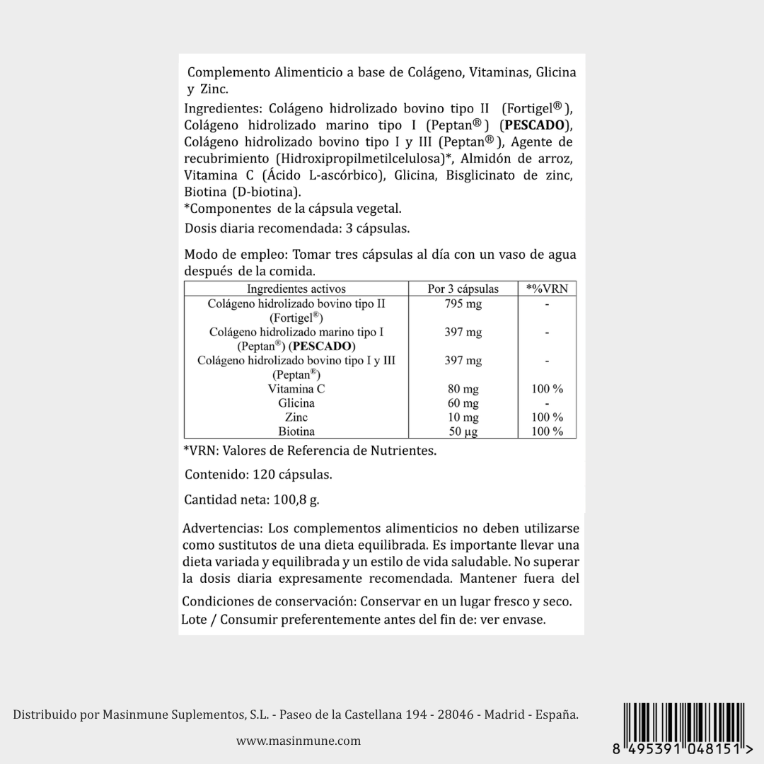 TRIPLE COLÁGENO HIDROLIZADO - 120 Cápsulas