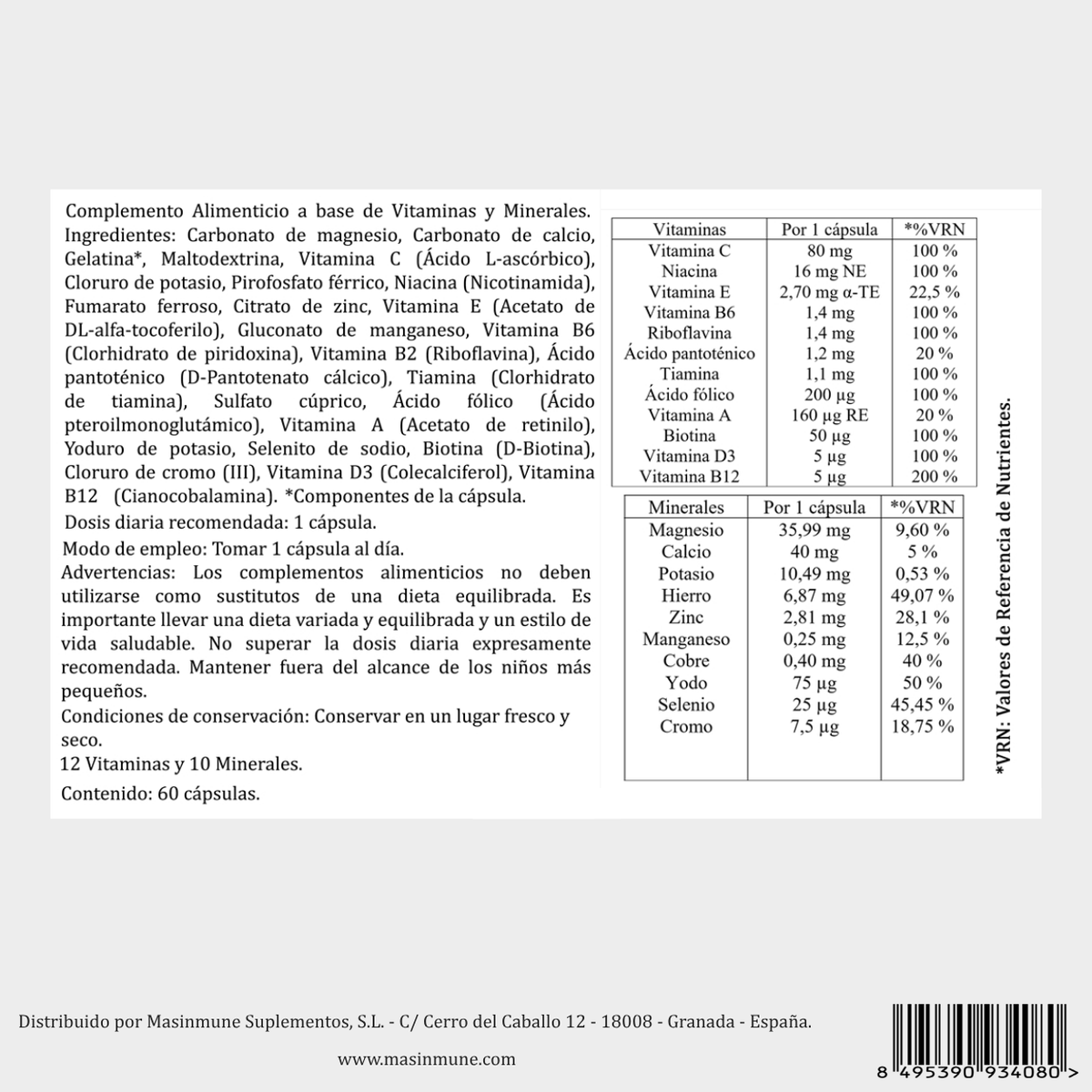 MULTIVITAMÍNICO COMPLEX - 60 Cápsulas