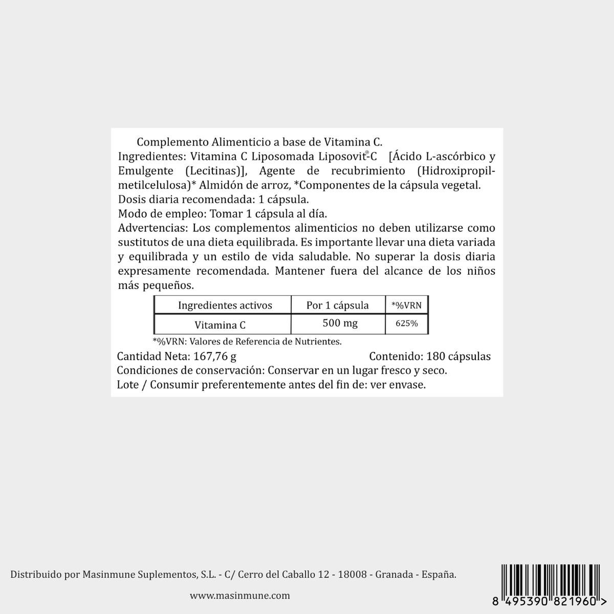 VITAMINA C LIPOSOMAL - 180 Cápsulas