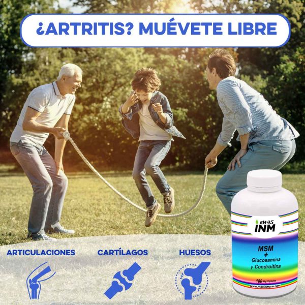 Suplemento natural para las articulaciones compuesto de MSM (azufre orgánico), glucosamina y condroitina. Masinmune