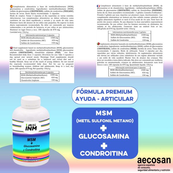 MSM con condroitina y glucosamina. Ayuda articular.