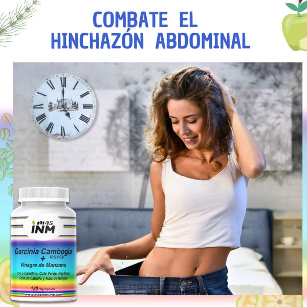 Fórmula adelgazante y de control de peso para mujer con garcinia cambogia, vinagre de manzana, psyllium, l-carnitina, café verde, glucomanano de konjac y cola de caballo.