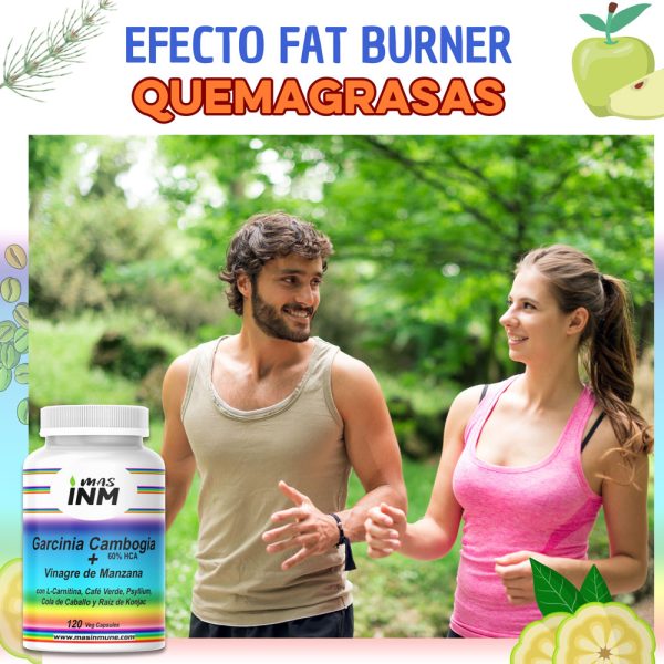 Fórmula adelgazante y de control de peso para mujer con garcinia cambogia, vinagre de manzana, psyllium, l-carnitina, café verde, glucomanano de konjac y cola de caballo.