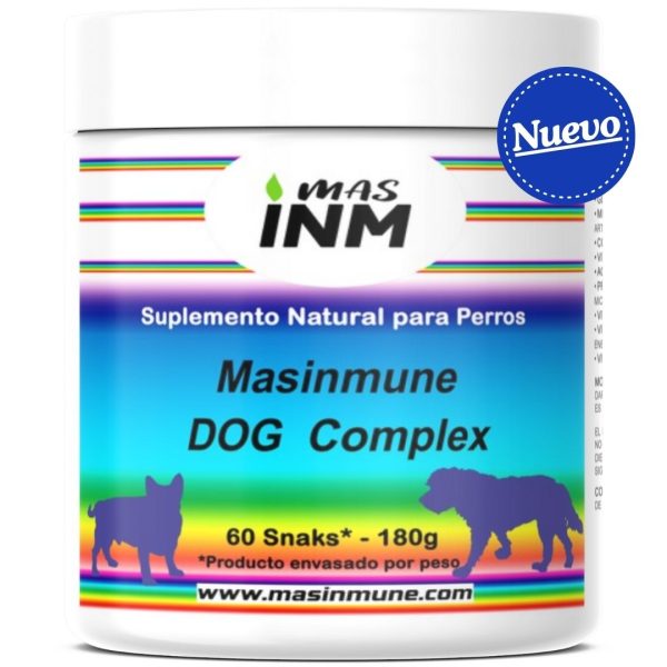 Suplemento natural para perros con aceite de salmón, glucosamina, colágeno, vitamina C, vitamina E, vitaminas del grupo B, probióticos y MSM.