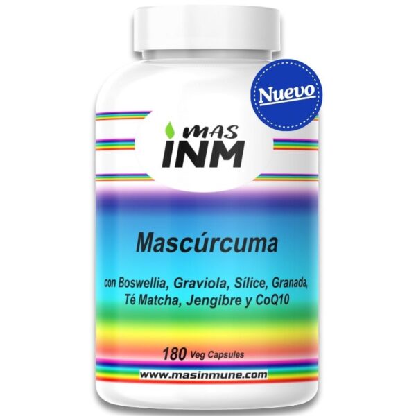Frasco de Mascúrcuma, suplemento antiinflamatorio natural.