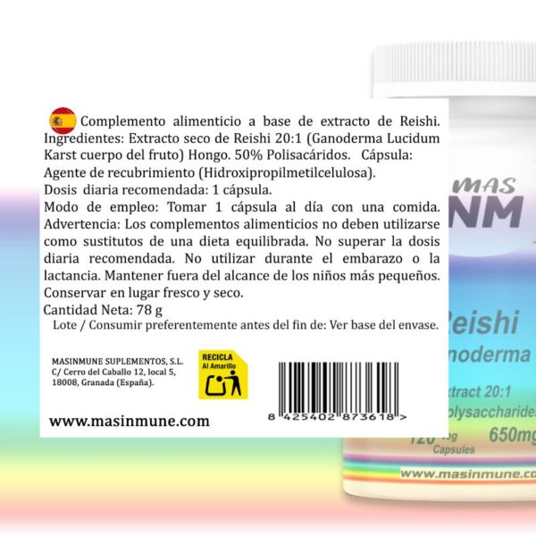 Reishi Ganoderma suplemento vegano sin aditivos fabricado en España