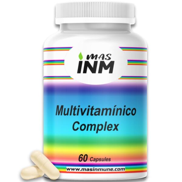 Suplemento multivitamínico completo con vitaminas B, C, D, E y minerales zinc, magnesio y selenio para vitalidad, defensas y rendimiento físico y mental