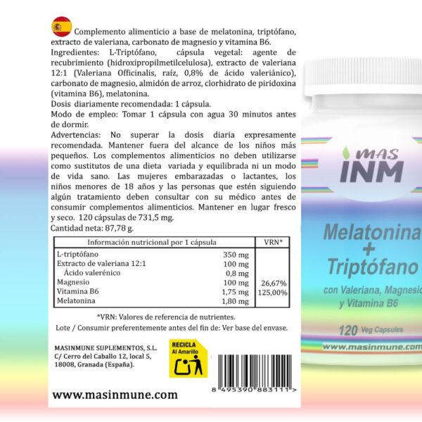 Complejo para el sueño con melatonina, triptófano y magnesio – Relajación y descanso óptimo.