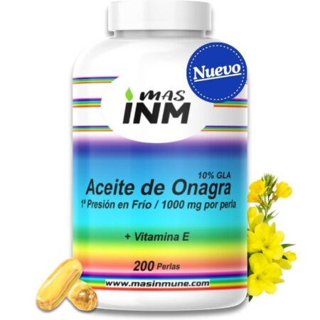 Aceite de onagra MASINM con vitamina E complemento alimenticio para la mujer 1000 mg 10% GLA. Masinmune