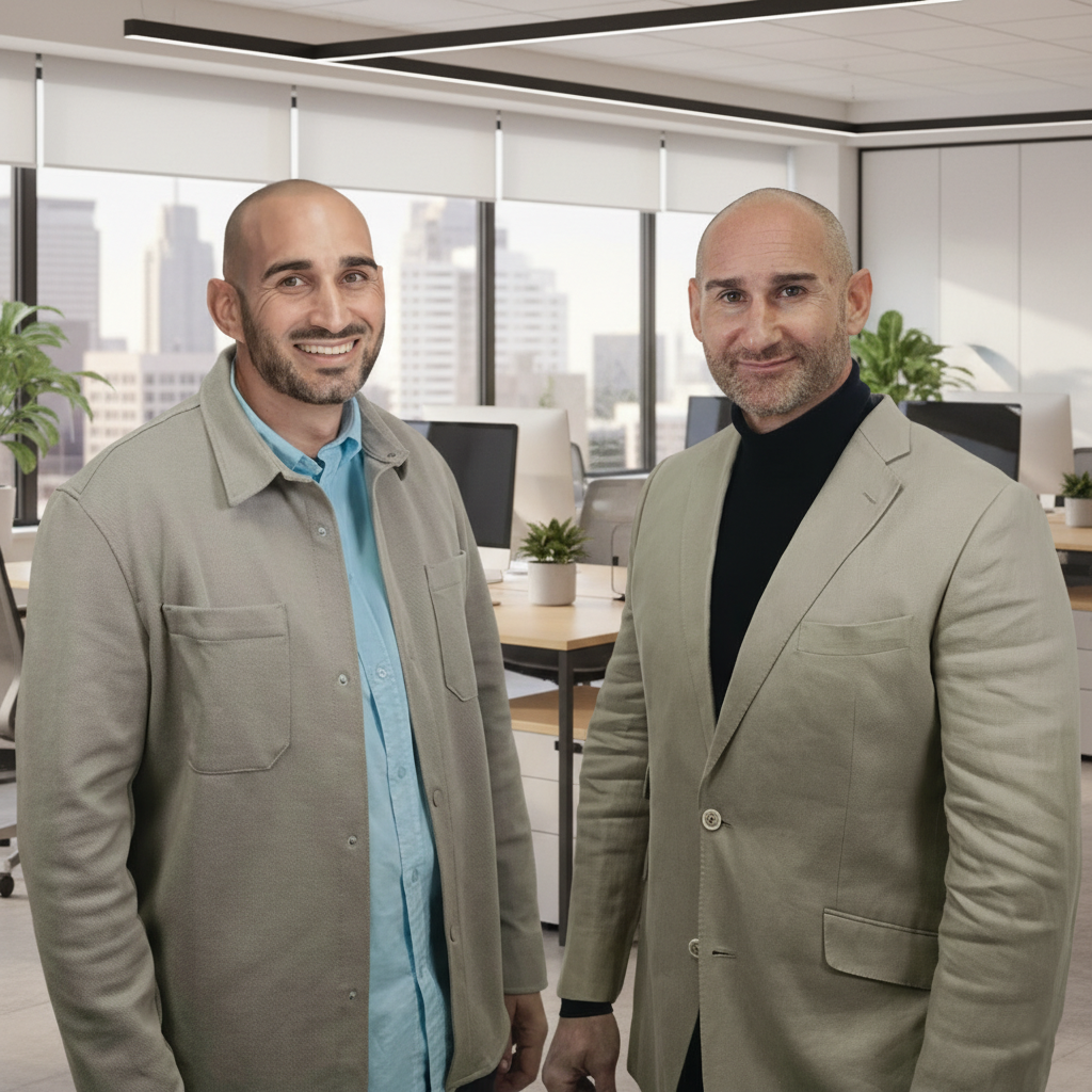 Fundadores de Masinmune, marca de suplementos naturales, en sus oficinas corporativas