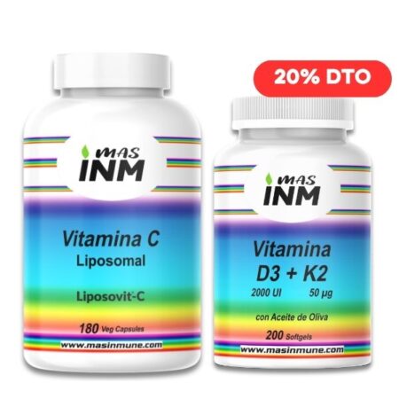 Pack vitaminas Masinmune con vitamina C liposomal y vitamina D3 K2 para reforzar el sistema inmunitario