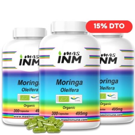 Cápsulas de Moringa Ecológica Masinmune Oleifera 495 mg - 900 unidades de alta calidad para el bienestar.