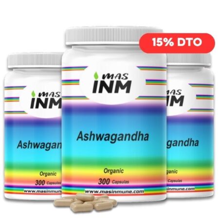 Pack ahorro de suplemento Ashwagandha orgánica raíz, 300 cápsulas, sin aditivos químicos ni estearato de magnesio
