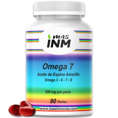 Suplemento alimenticio Omega 7 de Masinmune con aceite de espino amarillo en cápsulas blandas