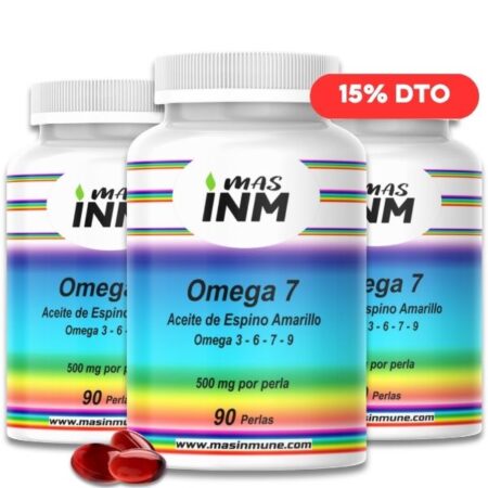 Pack ahorro de Omega 7 Masinmune con tres envases de suplemento alimenticio
