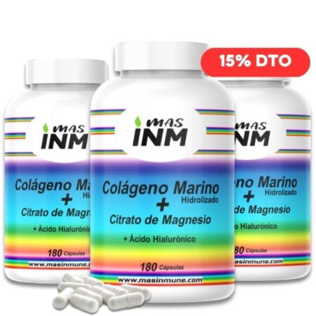 Cápsulas naturales de colágeno marino y citrato de magnesio de Masinmune.